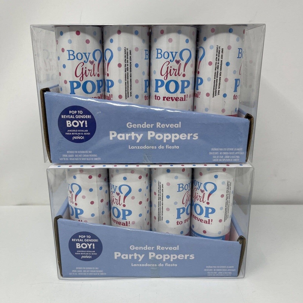 2 Boxes BOY! gender reveal confetti canon 12x2 Pcs - Poppers Pop To Reveal NEW